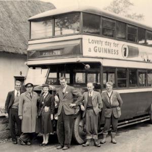 Honeywood bus outside Shelley Oct 23 1956
