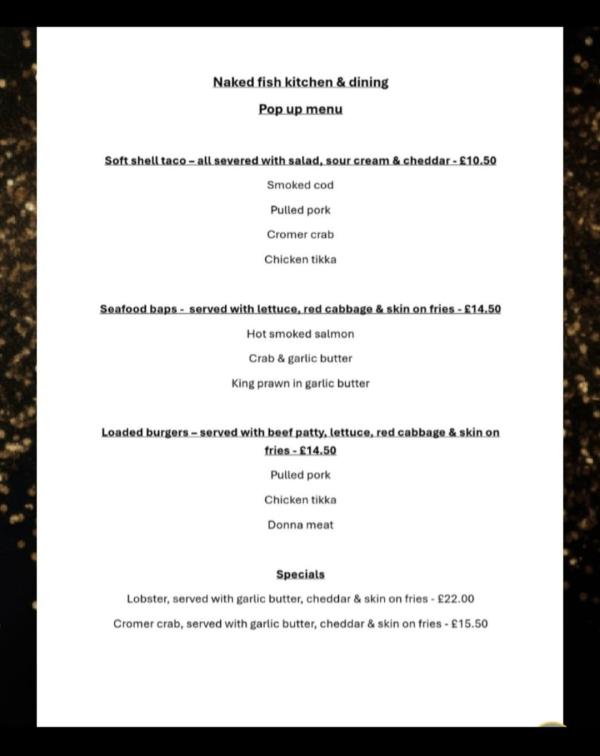 Naked Fish Food Van Menu