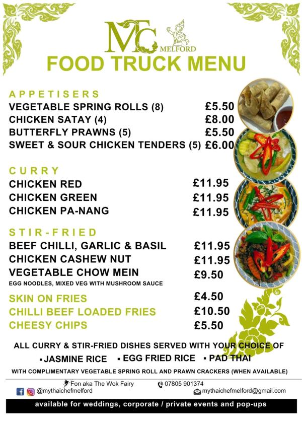 My Thai Chef Food Truck Menu 2028